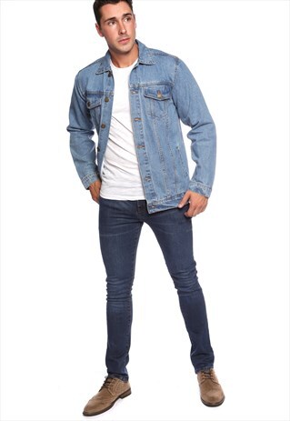 WESTERN LIGHT WASH DENIM JACKET SLIM BUTTON CASUAL FIT
