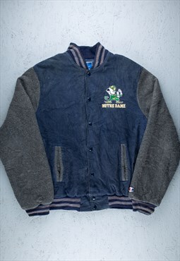80s Champion Blue Grey Notre Dame Varsity Jacket - B2250