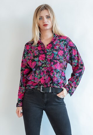VINTAGE 80S FLORAL PATTERN SHIRT