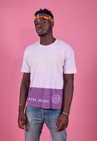 ARMANI JEANS PURPLE WATERCOLOUR PRINTED TEE