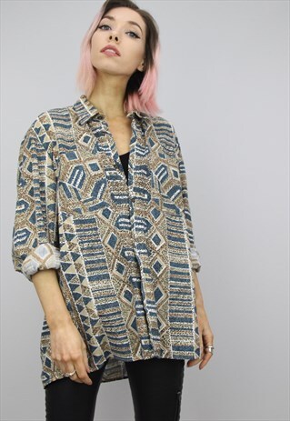 VINTAGE 80S/90S OVERSIZED PATTERNED SHIRT