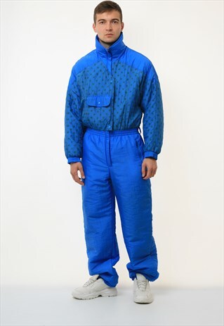 90s Blue Vintage Oldschool Jumpsuit Skisuit Overalls 18782