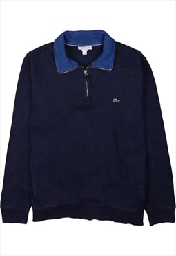 Vintage 90's Lacoste Sweatshirt Sportswear Quater Zip Navy