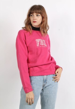 VINTAGE 90'S FBI GRAPHIC PRINT SWEATSHIRT PINK