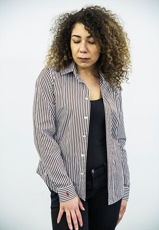 TOMMY HILFIGER VINTAGE 1990S BROWN STRIPED SHIRT