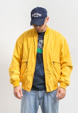 Bomber jacket in yellow vintage oversized men XL