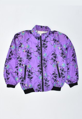 VINTAGE 90'S TRACKSUIT TOP JACKET OVERSIZED FLORAL PURPLE