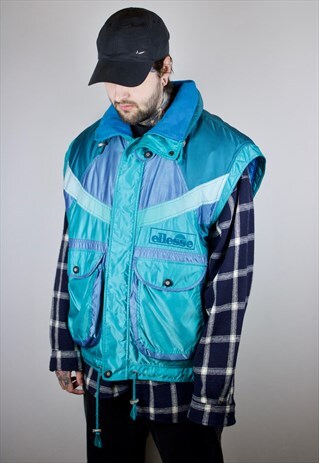 RARE VINTAGE ELLESSE PUFFER GILET WITH EMBROIDERED LOGO