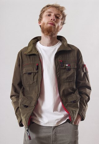 VINTAGE MENS TOMMY HILFIGER MILITARY MULTIPOCKET COAT JACKET