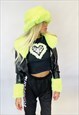 JUNGLECLUB PVC BOMBER JACKET WITH FAUX FUR COLLAR