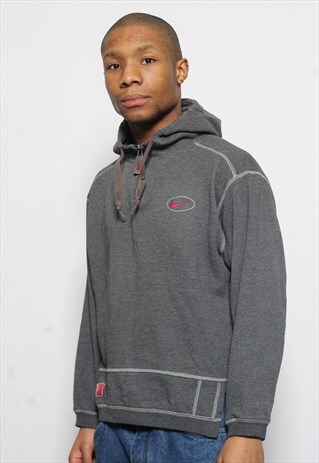 VINTAGE NIKE1/4 ZIP LOGO HOODIE GREY