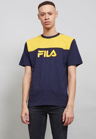 VINTAGE FILA YELLOW AND BLUE T-SHIRT