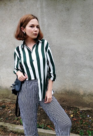90S STRIPPED WHITE AND GREEN SHIRT