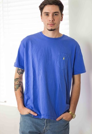 VINTAGE POLO RALPH LAUREN T-SHIRT LOGO 90S L 6.9