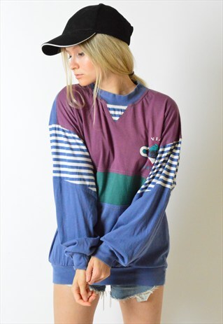 VINTAGE 90S COLOUR BLOCK LIGHTWEIGHT SWEATSHIRT