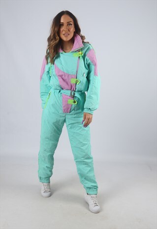VINTAGE FULL SKI SUIT SNOW SPORTS UK S 10 (KBJ)