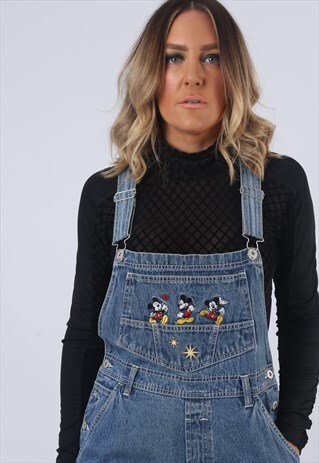 MICKEY UNLIMITED DENIM DUNGAREES JEANS 90'S UK 12 (EABK)