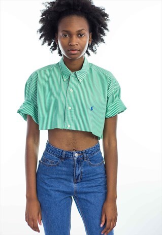 VINTAGE REWORKED POLO RALPH LAUREN CROP TOP LOGO 90S X 4.1