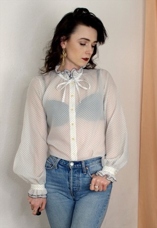 PUSSY BOW POLKA DOT BLOUSE