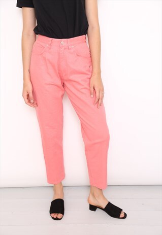 VINTAGE PINK DENIM HIGH WAISTED MOM JEANS