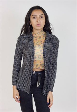VINTAGE 90S BLACK AND WHITE TEXTURED SHIRT