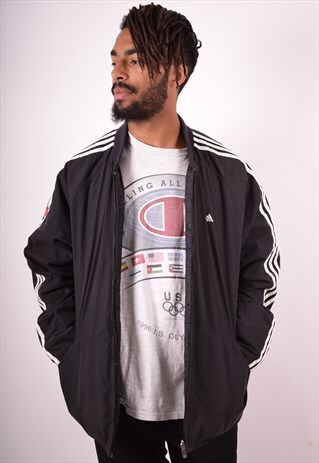 ADIDAS MENS VINTAGE REVERSIBLE JACKET XL BLACK 90S