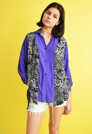 90'S RETRO ABSTRACT PATTERN BOHO OVERSIZED SHIRT TOP