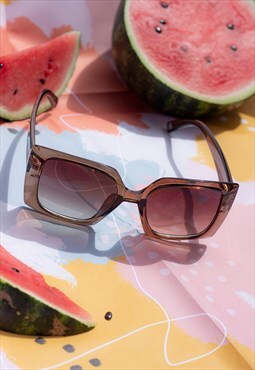 Grey Oversized Pointed Edge Square Sunglasses