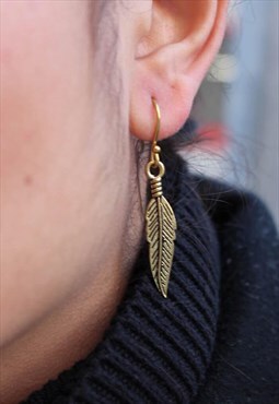 Gold Feather Earrings