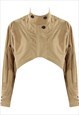 High Neck Cropped Cargo Jacket In Beige