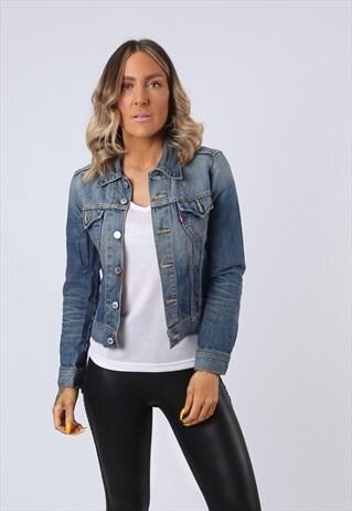 DENIM JACKET FITTED LEVIS VINTAGE UK 6 - 8 (O1N)