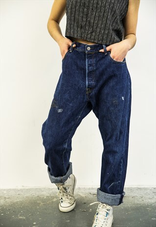 LEVI'S VINTAGE BLUE PAINT 501 MOM JEANS