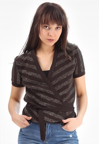 BOHO CROP TOP KNIT WRAP SPARKLY RETRO