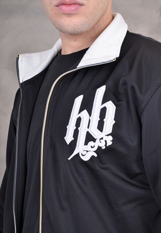 VINTAGE HOOD BOYZ TRACK JACKET IN BLACK 90S