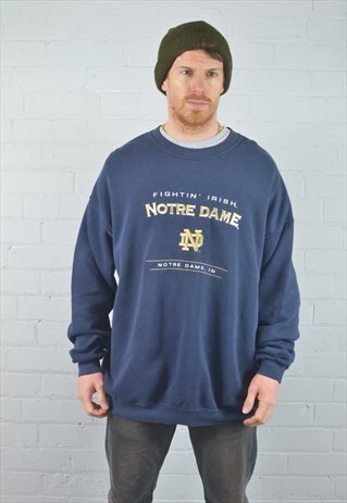VINTAGE LEE NAVY BLUE "NOTRE DAME" COLLEGE SWEATSHIRT