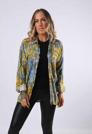 SHIRT PRINT PATTERNED OVERSIZED FITTED UK 14 (FBAH)