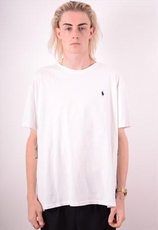 POLO RALPH LAUREN MENS VINTAGE T-SHIRT TOP XL WHITE 90S