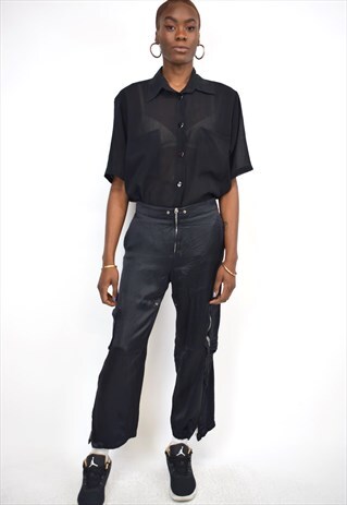 VINTAGE 90S JIL SANDER BLACK ZIP TROUSERS