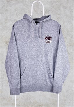 Vintage Grey Vans Hoodie Spell Out Back Graphic Small