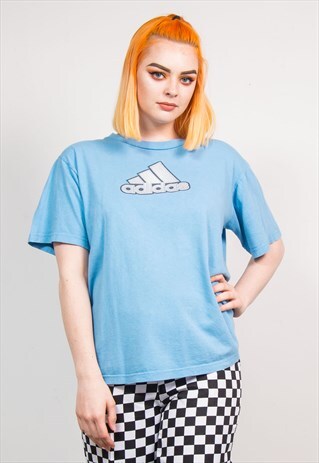90'S VINTAGE ADIDAS BABY BLUE T-SHIRT