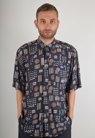 VINTAGE SILK SHIRT FESTIVAL PRINT (1114)