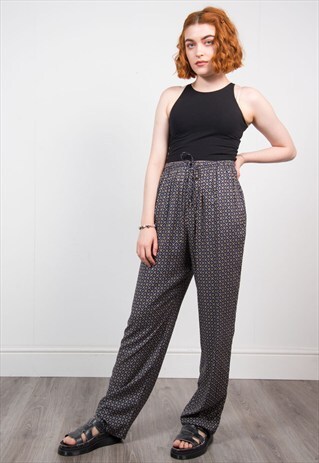 VINTAGE 90'S PATTERNED WIDE LEG TROUSERS
