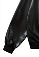 FAUX LEATHER HOODIE JAPANESE PULLOVER GRUNGE TOP IN BLACK