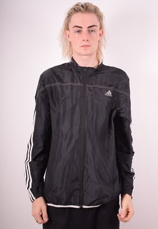 ADIDAS MENS VINTAGE TRACKSUIT TOP JACKET LARGE BLACK 90S