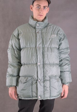 90S VINTAGE WINTER MENS SILVER VERY WARM PUFFER JACKET