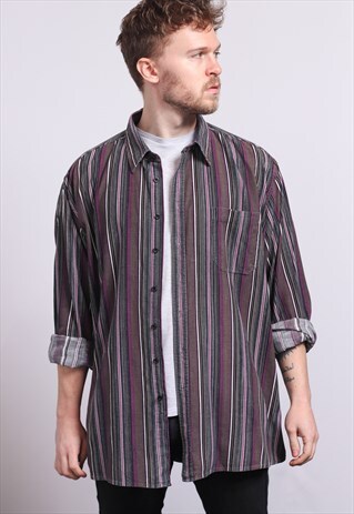 VINTAGE CORDUROY CORD STRIPED SHIRT