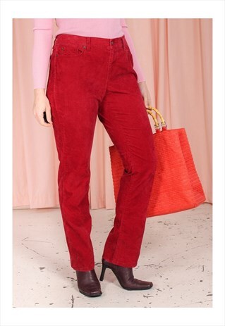 VINTAGE 90S CORDUROY TROUSERS IN RED