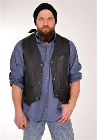 VINTAGE 90'S REAL LEATHER WAISTCOAT