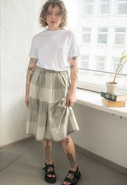 Vintage 80's Grey/Beige Midi Cotton Skirt