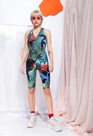 VINTAGE SURF SUIT 90S CUT OUT ABSTRACT PLAYSUIT LEOTARD
